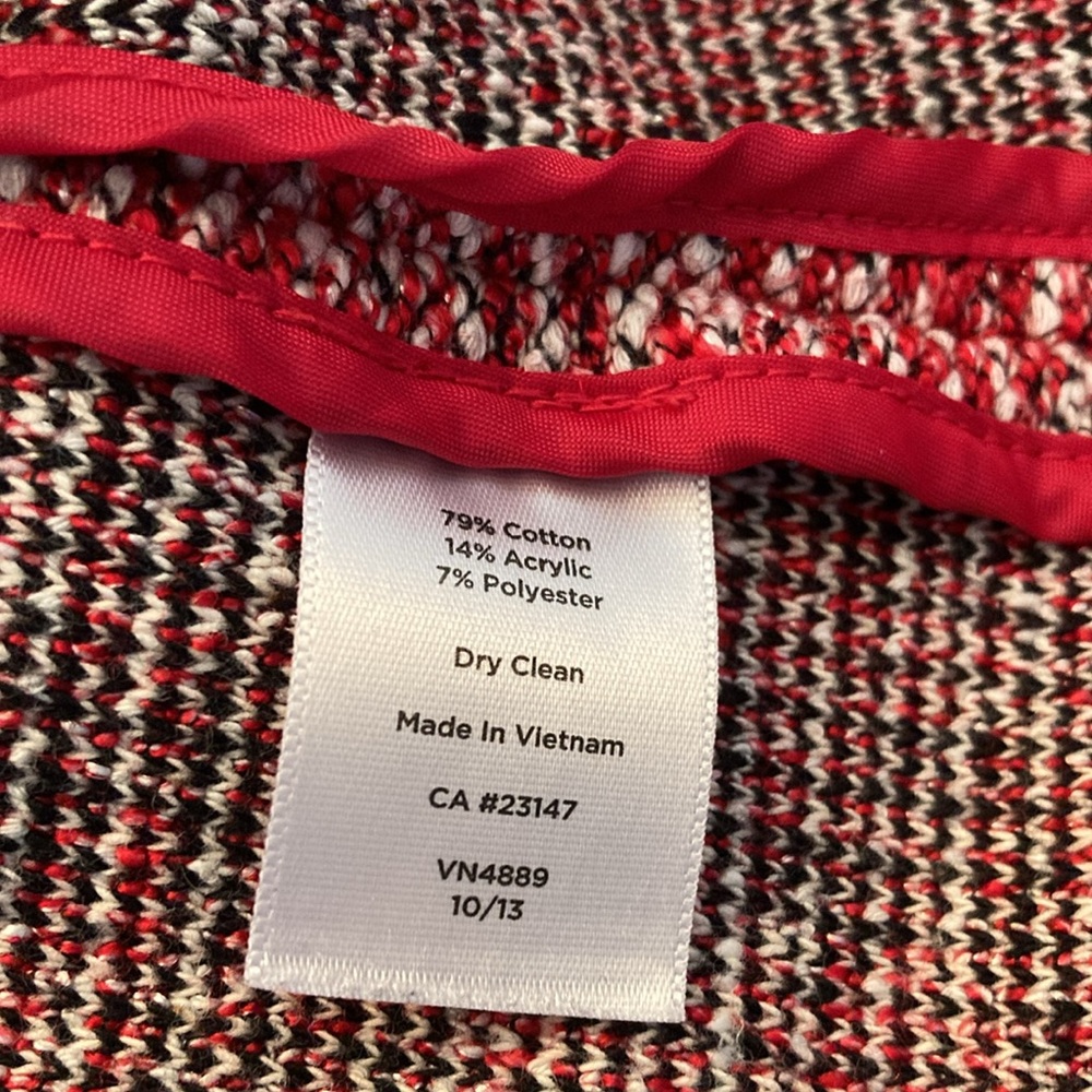 Talbots red black and white sweater jacket. - Picture 5 of 5